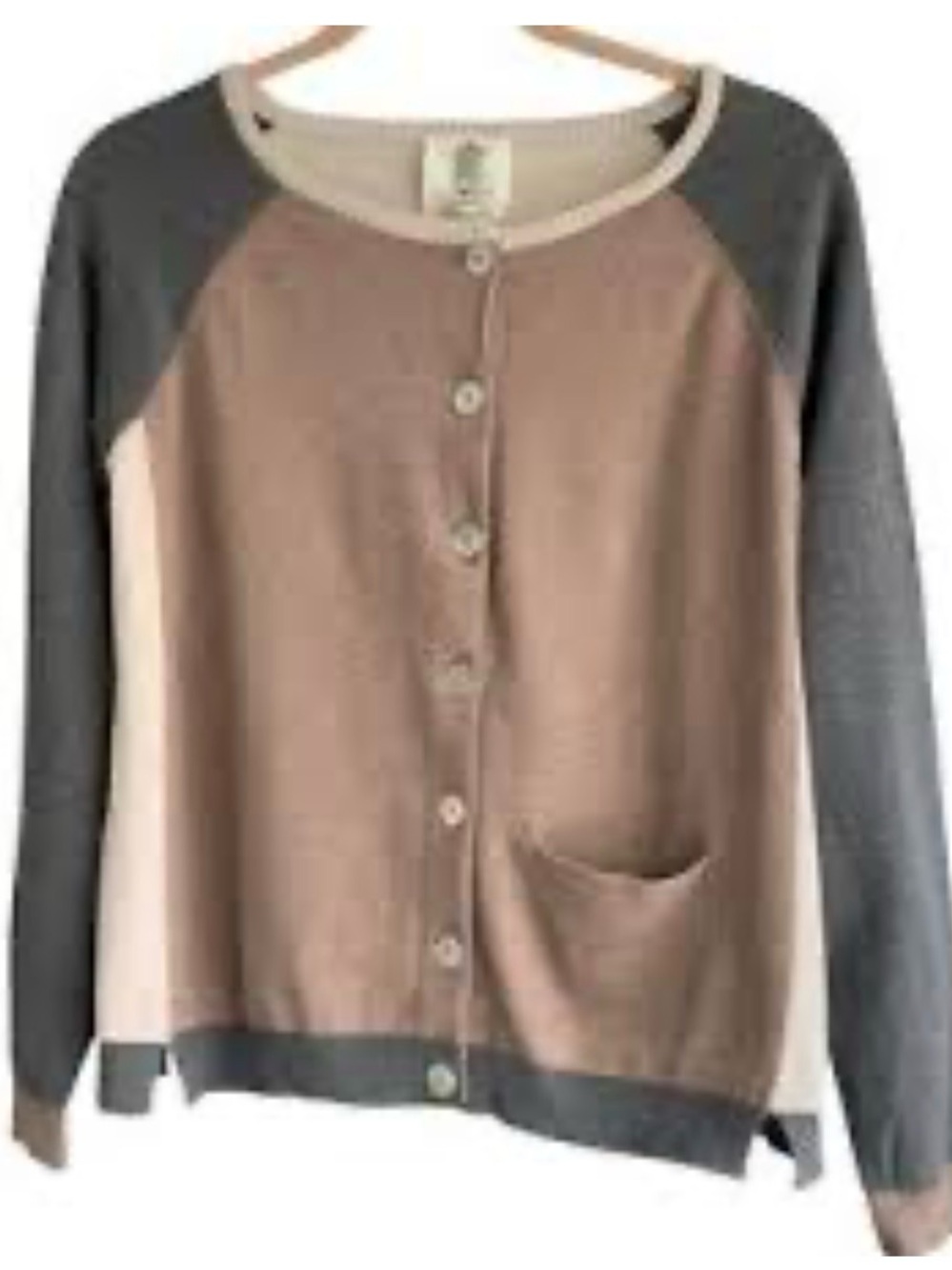 ANTHROPOLOGIE LILI’s CLOSET COLOR BLOCK cotton blend CARDIGAN SWEATER LOOSE fit